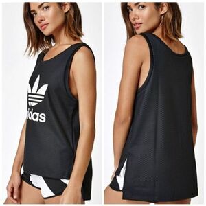 Adidas XS EQT Trefoil logo textured sleeveless Tank Top Black BP5122